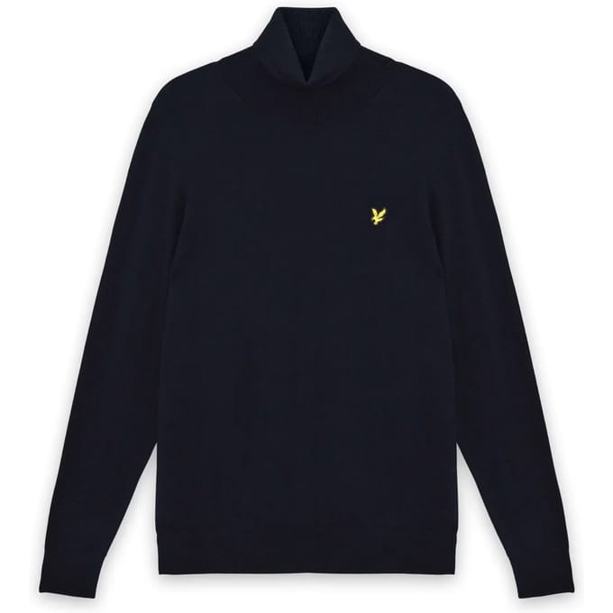 Lyle & Scott Cotton merino turtleneck jumper - dark navy