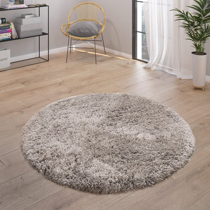 Flycarpets Hoogpolig Vloerkleed Miloro - Effen Uni - Grijs
