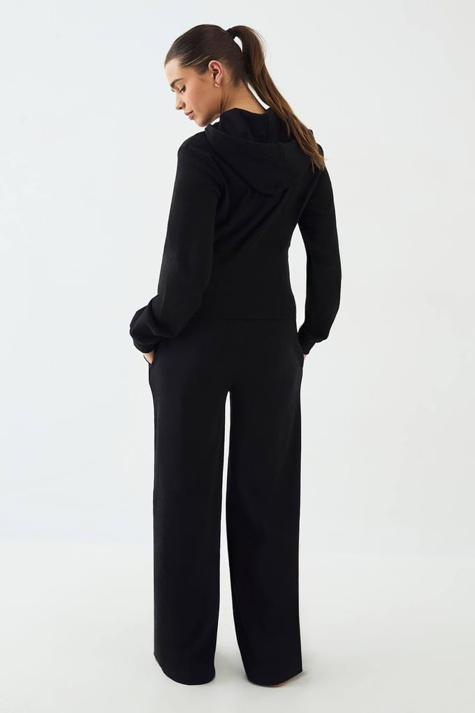 Dames DSGN Studio Heavy Rib Straight Leg Jogger | Zwart | Maat: Small