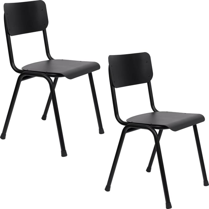 Zuiver Back To School Tuinstoel Zwart - Set van 2