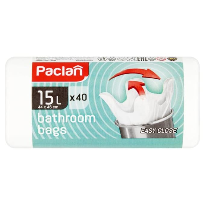 Paclan Bathroom Line – Geurafvalzakken – 15L – Trekkoord – Aardbeiengeur