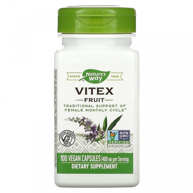 Vitex Fruit, 400 mg (100 capsules) - Nature's Way. Monthly cycle support. Menopause Support.