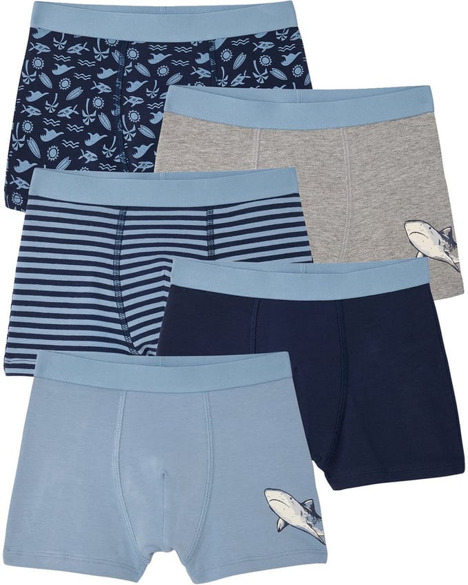 Vertbaudet Set van 5 boxershorts voor jongens met haaien