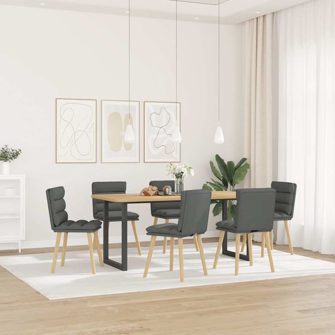 vidaXL - Eetkamerstoelen - 6 - st - stof - donkergrijs