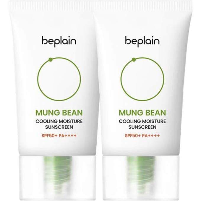[beplain] Mung Bean Cooling Moisture Zonnebrandcrème Set (1+1) SPF 50+ PA++++ 50ml*2EA white