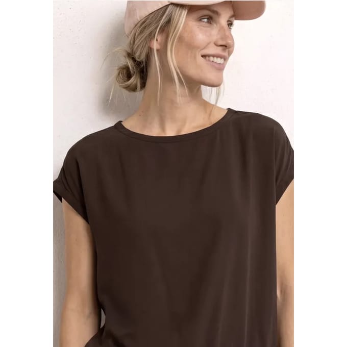 Blouse met overhangende schouders en getapete details