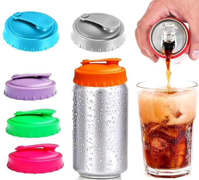 Dailygoods - 6 stuks drankbliksluitingen, drankblikdeksels, bliksluitingen, blikdeksel, bliksluiting, bierblikafdekking, herbruikbare drankbliksluiting