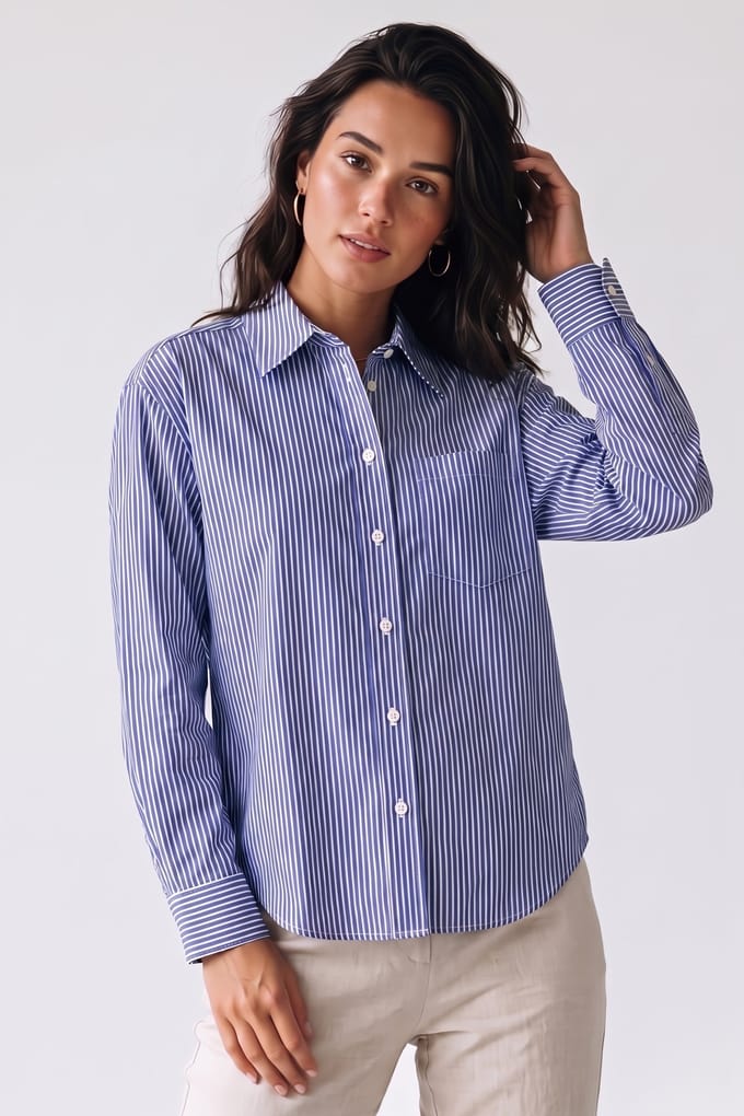ARKET Ilassi Shirt New Blue Größe: 32 | Longsleeves Outlet | Damen | Blau