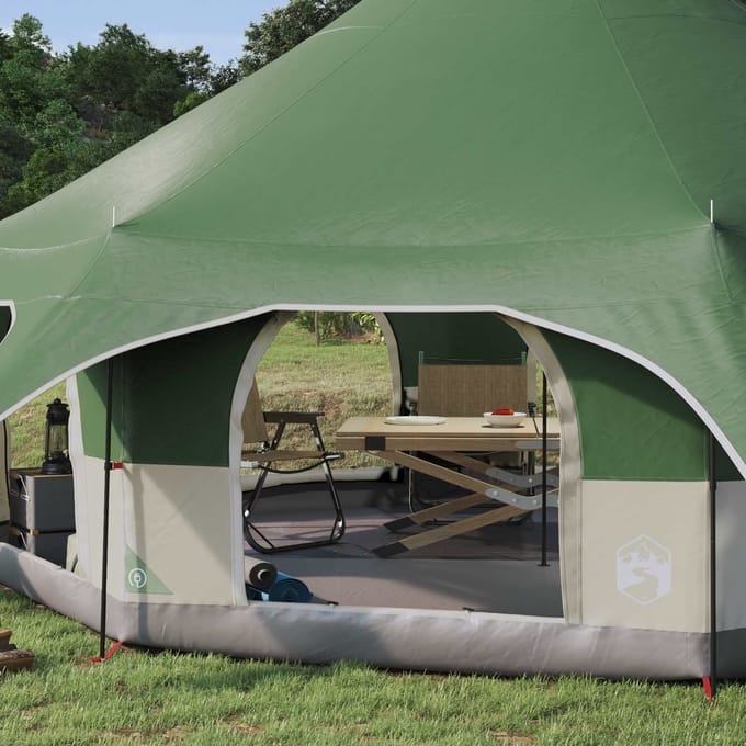 vidaXL - Familietent - 10-persoons - Groen - 185T - Polyester - met - PU - Coating