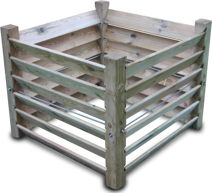 Compostbak Hout - Compostvat Tuin - Compost Maken - Drukgeïmpregneerd - 100x100x80 cm - Houtkleur