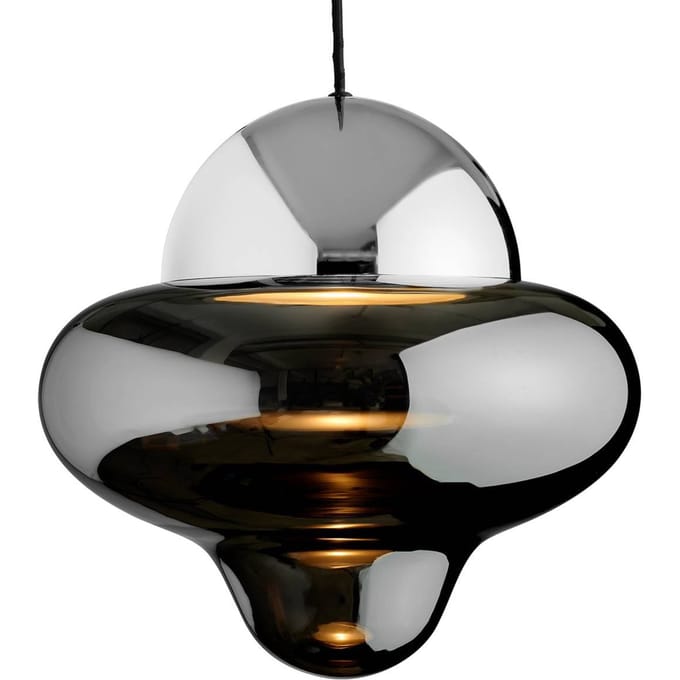 DESIGN BY US LED hanglamp Nutty XL, rookgrijs / chroomkleurig, Ø 30 cm