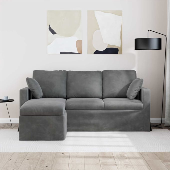 vidaXL - Bank - Donkergrijs - 178 - x - 134 - x - 80 - cm - Fluweel