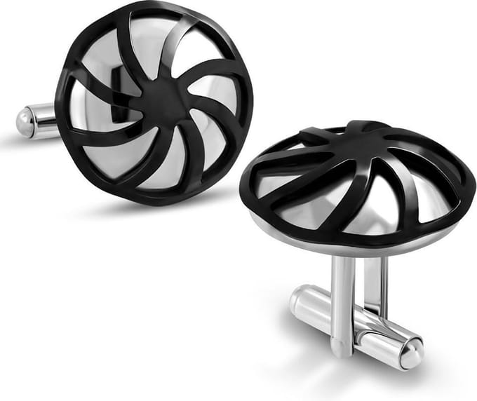 Amanto Manchetknopen Cor Black - 316L Staal - Propeller - ∅20mm
