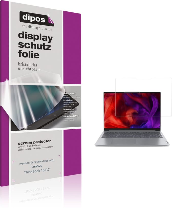 dipos – 2x Beschermfolie geschikt voor Lenovo ThinkBook 16 G7 | Krasbestendige & heldere Screenprotector Ultra-Thin