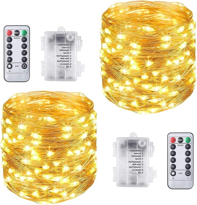 LED Sfeerverlichting 2x 10M 100 LEDs Warm Wit, Waterdichte Koperen Draad voor Tuinen, Huizen en Feesten