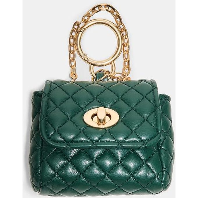 Stradivarius Gewatteerd mini-tasbedeltje  Flessengroen OS