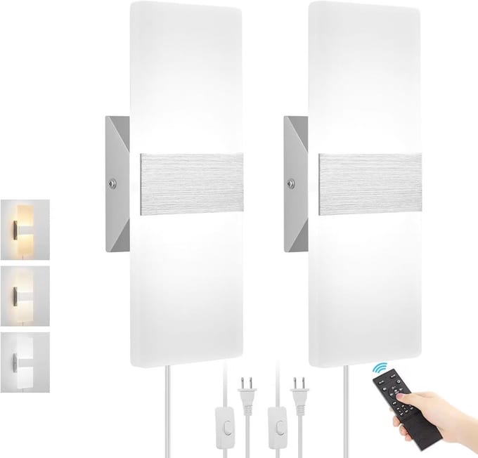 Wandlamp Dimbaar en Lichtkleur Verstelbaar met Afstandsbediening - 12W LED Sconce