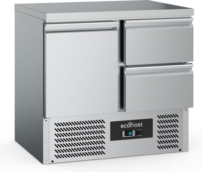 Ecofrost Koelwerkbank - 230L - 1 Deur 1/1 GN + 2 Laden - +2°C/+8°C - Statisch + Ventilator - 900x700x876mm