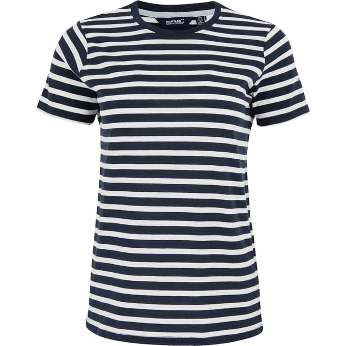 Regatta Dames/Dames Bayletta Gestreept T-shirt (Marine, Wit)