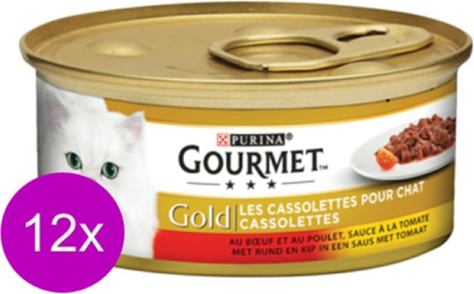 12x Gourmet Gold - Les Cassolettes Rund - kattenvoer - 85g