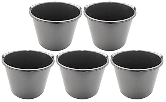 Bouwemmer 20 Liter - Set van 5 Stuks - Extra Stabiel met Handvat en Schaalverdeling