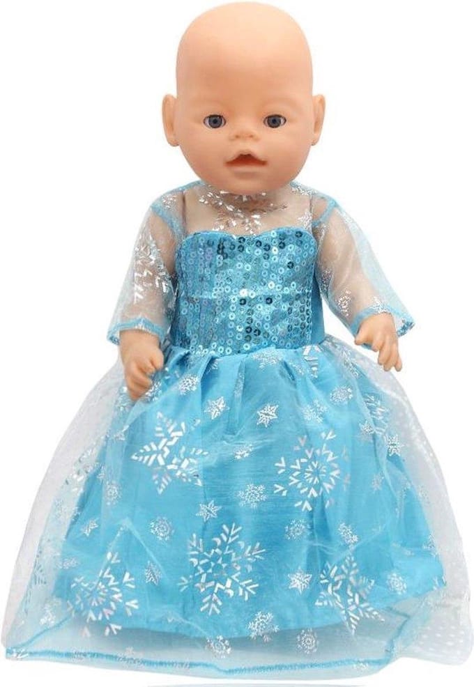 Prinses Anna en Elsa Jurk - Geschikt pop van 43 CM - Prinsessen jurkjes