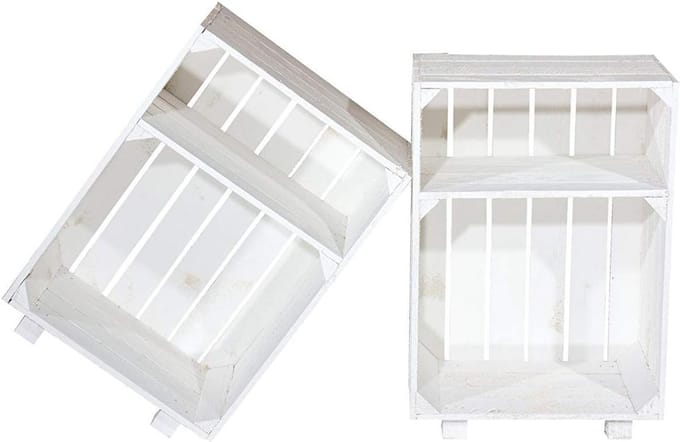 Set van 2 witte fruitkisten als nachtkastje en bijzettafel