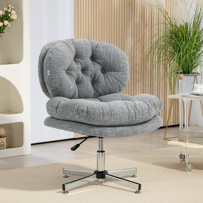 MODFU Bureaustoel - Kantelfunctie En In Hoogte Verstelbaar - Voor Thuiswerkplek - Polyester - Grijs - 65 x 65 x 84-94 cm