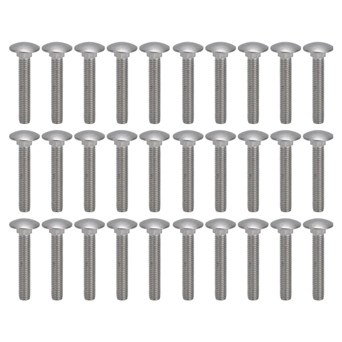 30 stuks M8x1.25 Schroefbout A2 RVS Kop Vierkant Grove Draad Karbouten DIN603M8x50
