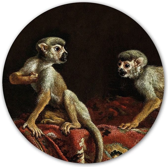 Magneetsticker - Two little monkeys - Diameter 60 cm