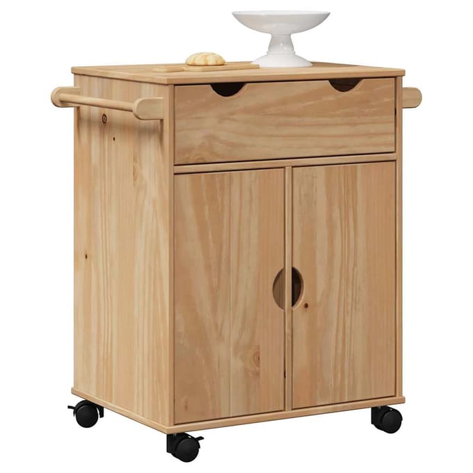vidaXL - Keukentrolley - OTTA - 59x45x80 - cm - massief - grenenhout