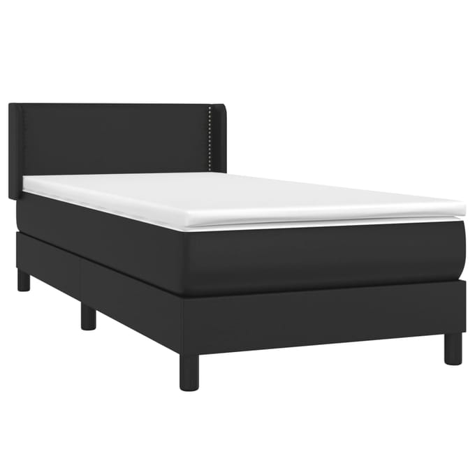 vidaXL - Boxspring - met - matras - kunstleer - zwart - 90x200 - cm