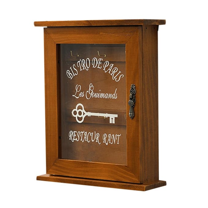 Sleutelorganizer Houten Sleutelkast Wandbox Mooie Duurzame Retro Acryl Deur Sleutelopbergdoos zwart