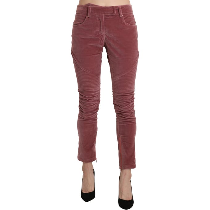 Velvet Skinny Broek met Ritsdetail