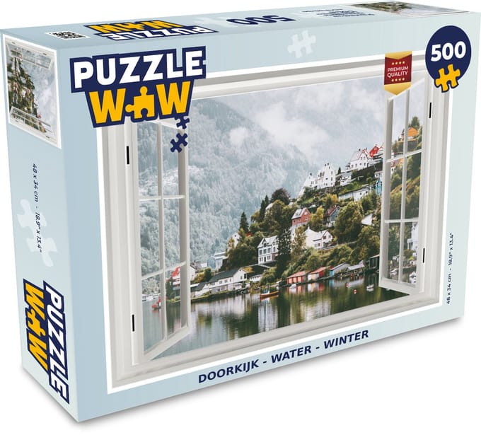 Puzzel Doorkijk - Water - Winter - Legpuzzel - Puzzel 500 stukjes