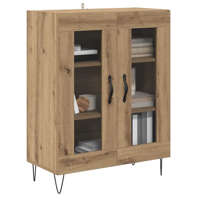 vidaXL - Dressoir - Artisan - Eiken - 69,5 - x - 34 - x - 90 - cm - Bewerkt - hout