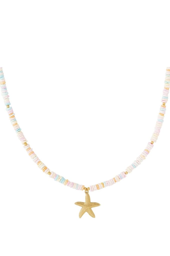 Grote zeester ketting- pasteltinten- goudkleur