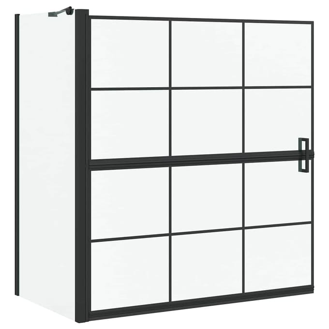 vidaXL - Bad - Douche - Scherm - Zwart - en - Transparant - 116 - x - 68 - x - 128 - cm