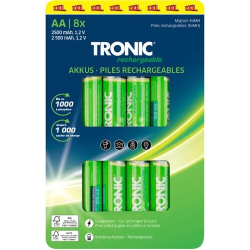 TRONIC Oplaadbare batterijen 8-pack (AA)
