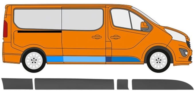 Zijlijst sierlijst voor Opel Vivaro 2014-2019 / Rechts / Set