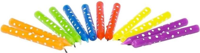 Party Time Feestkaarsjes Met Stippen 8 Cm Multicolor 12 Stuks
