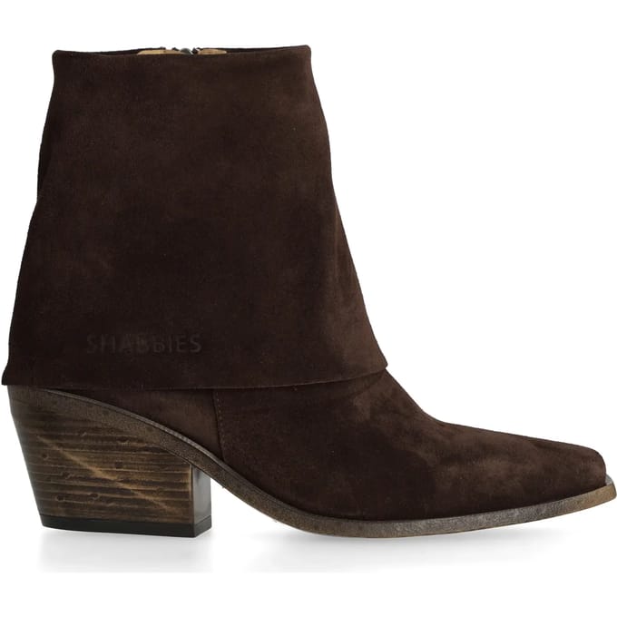 Shabbies Amsterdam - JAIRA DOUBLE Ankle Boot Suede Dark Brown - Maat 36