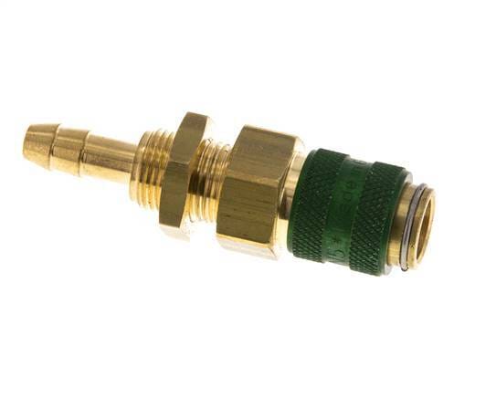 Messing DN 5 Groen Luchtkoppeling Snelkoppeling 6 mm Slangpilaar Schotkoppeling