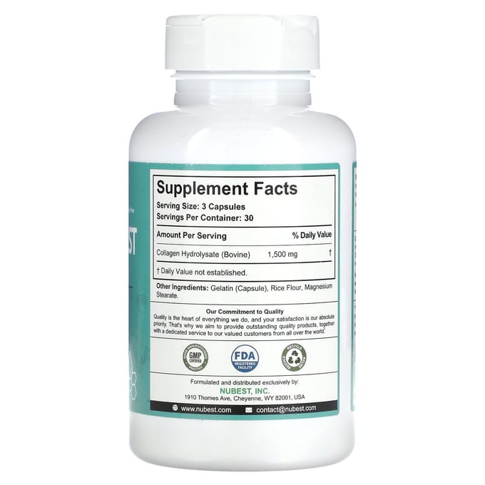 Premium Collageen Nubest, Verbeterde Opname, 90 Capsules (500 mg per capsule)