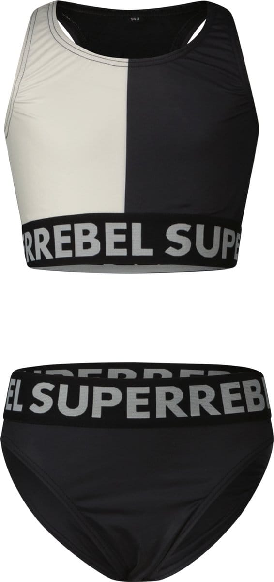 SuperRebel - Carmel-tanktop-bikini - coconut/black - Maat 164