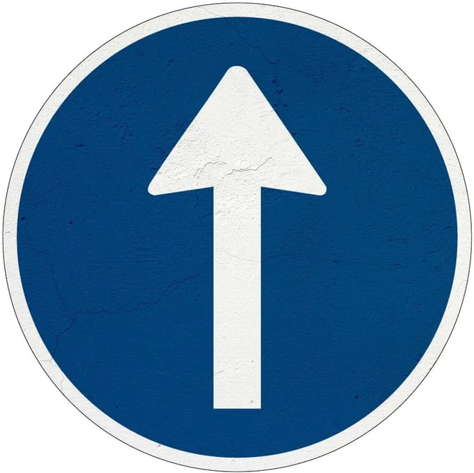 Verplichte rijrichting bord - D4 | Sign Again materiaal | 10 cm