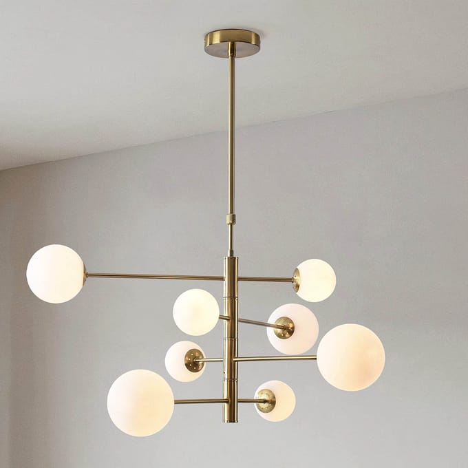 LumenXL - Plafondlamp Oito - Goud - Melkwit glas - 8-lichts - G9