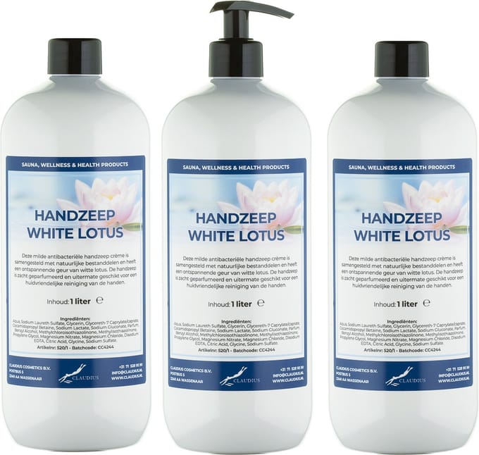 Handzeep White Lotus 1 liter - met gratis pomp - set van 3 stuks