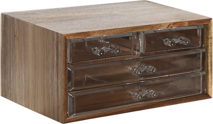 Items bureau/hobby organizer - 3 lades - 24 x 16 x 13 cm - acacia hout