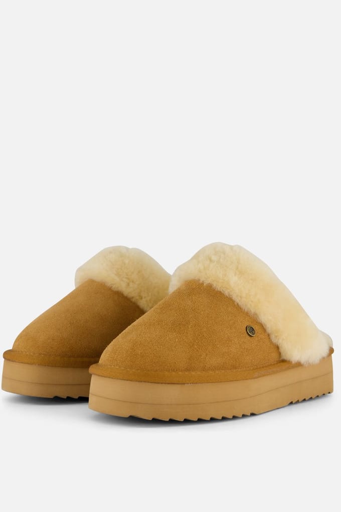 Warmbat Warmbat Flurry Plateau Pantoffels cognac Suede